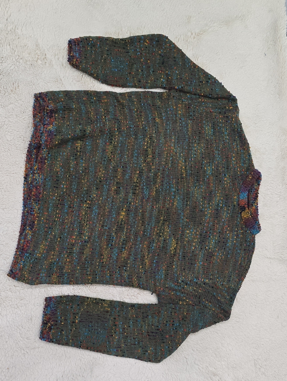 Multicolor Knit Sweater - Dark Green Tone